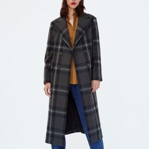 LONG PLAID COAT, Size: Medium